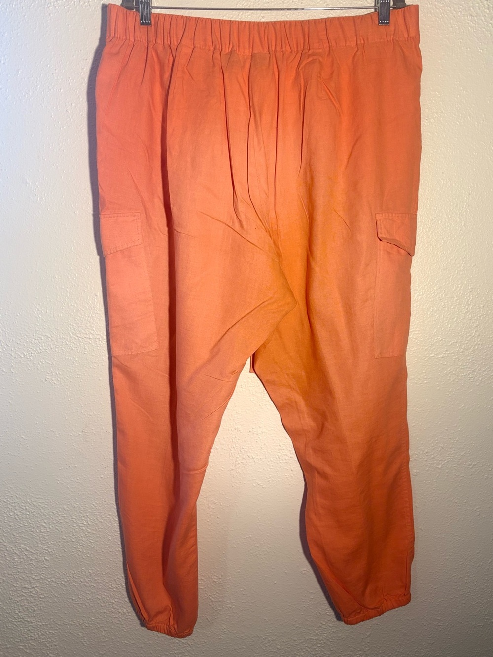 New York & Company Cargo Jogger Pants Linen Blend Women's Size XL Orange - Picture 3 of 7